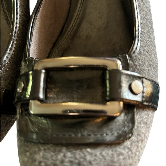 Lifestride Lynx Grey Felted Fabric Pump Sz 8M Buckle Round Toe Low Block Heel - Picture 5 of 6